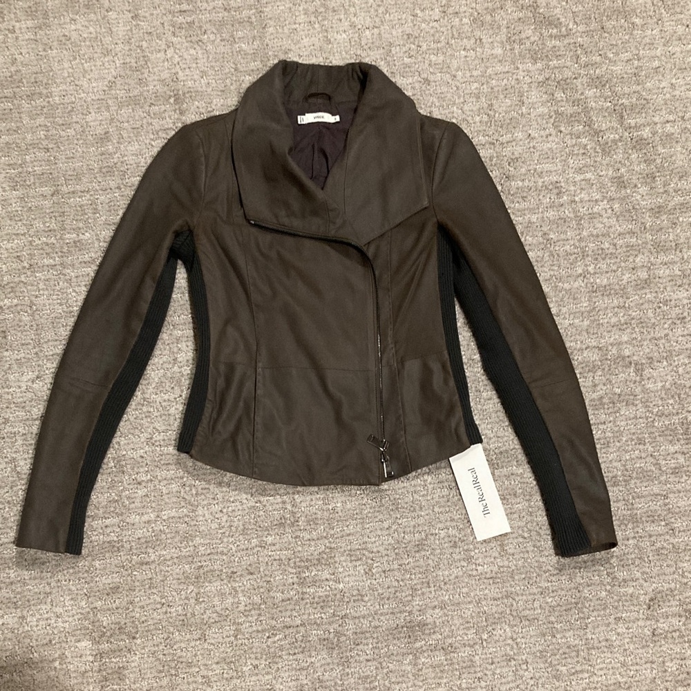 Vince Dark Brown Leather Jacket